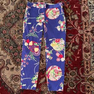 Ralph Lauren Golf Pants Womens 4 Purple Excellent Chinoiserie Floral Slim Leg
